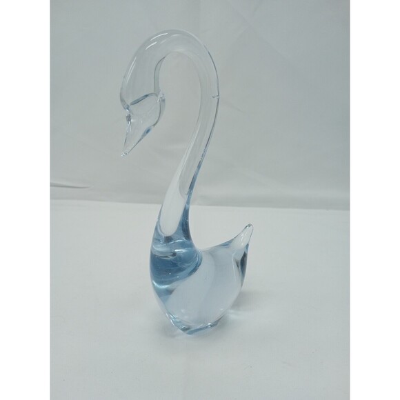 Art Glass Swan Pale Blue Hand Blown Murano Style MCM Mid Century SOMMERSO - Picture 2 of 12